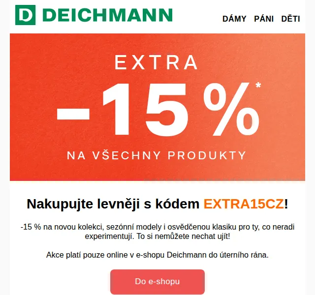 DEICHMANN: -15 % na vše v e-shopu – červenec 2026 | Nuslet.cz