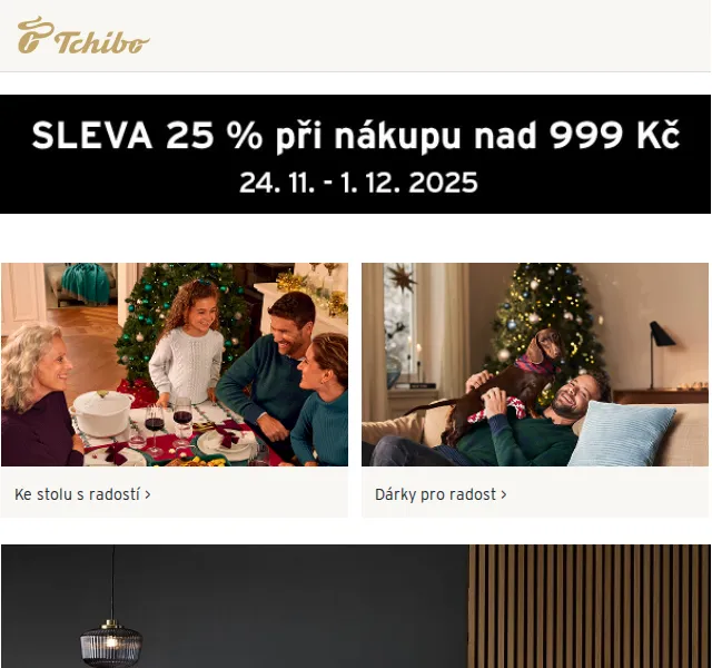 Tchibo: BLACK WEEK sleva 25 % + nová postele – listopad 2025