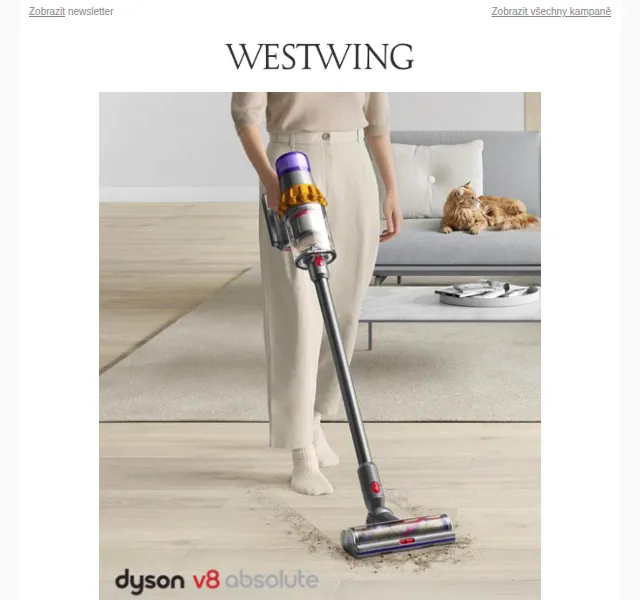 Westwing: Dyson V8 Absolute, Vical nábytek a vánoční dekorace – červen 2026 | Nuslet.cz