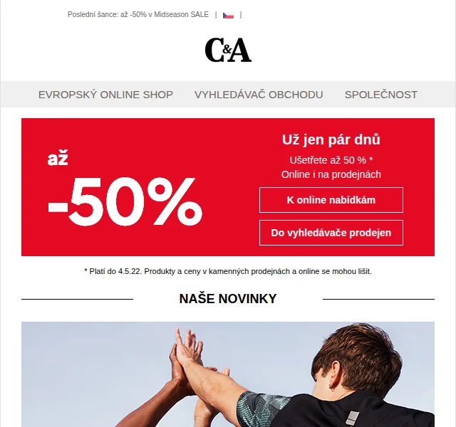 C&A: až -50 % v Midseason SALE – červen 2026 | Nuslet.cz