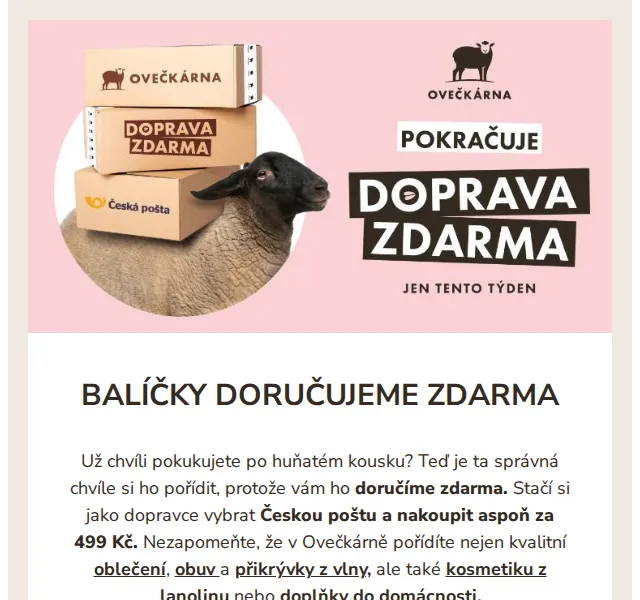 Ovečkárna: Doprava zdarma od 499 Kč – červen 2026 | Nuslet.cz