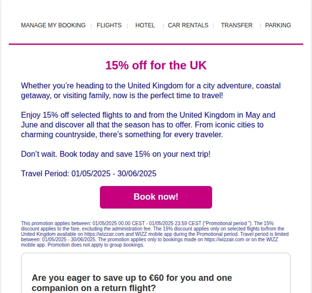 Wizz Air: 15% sleva na letenky do/z UK – květen 2025 | Nuslet.cz