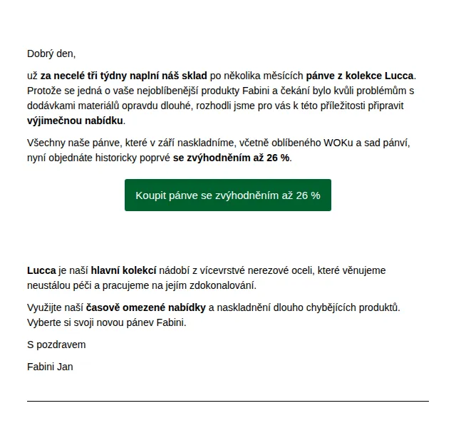 Jan Fabini: Pánve a woky se slevou až 26 % – červen 2026 | Nuslet.cz