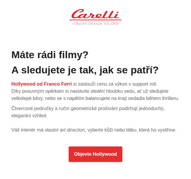 Carelli Nábytek: Sedačka Hollywood Franco Ferri – novinka červenec 2026 | Nuslet.cz