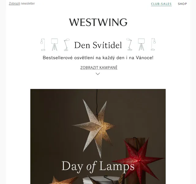 Westwing: osvětlení a vánoční dekorace – červenec 2026 | Nuslet.cz