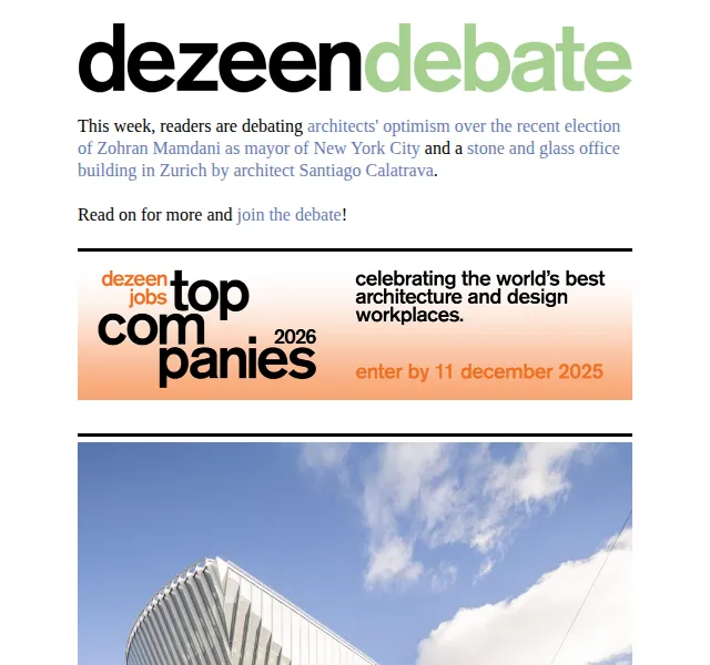 Dezeen Daily: Debata o architektuře a designu – červenec 2026 | Nuslet.cz