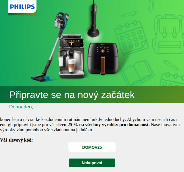 Philips: Sleva 25 % na všechny výrobky pro domácnost – červenec 2026 | Nuslet.cz
