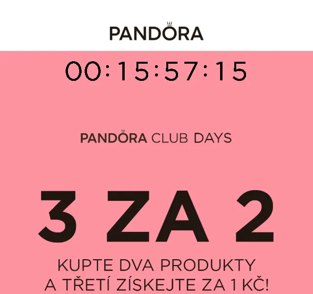Pandora: 3 za cenu 2 – poslední hodiny – září 2026