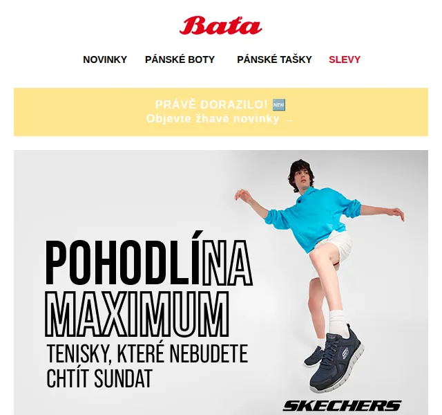 Baťa: Sleva 10 % na tenisky Skechers – červenec 2026 | Nuslet.cz