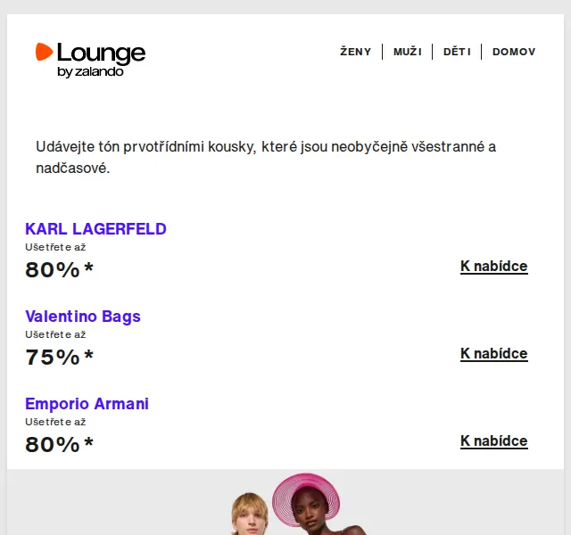 Lounge by Zalando: Karl Lagerfeld, Armani až 80 % – červen 2026 | Nuslet.cz