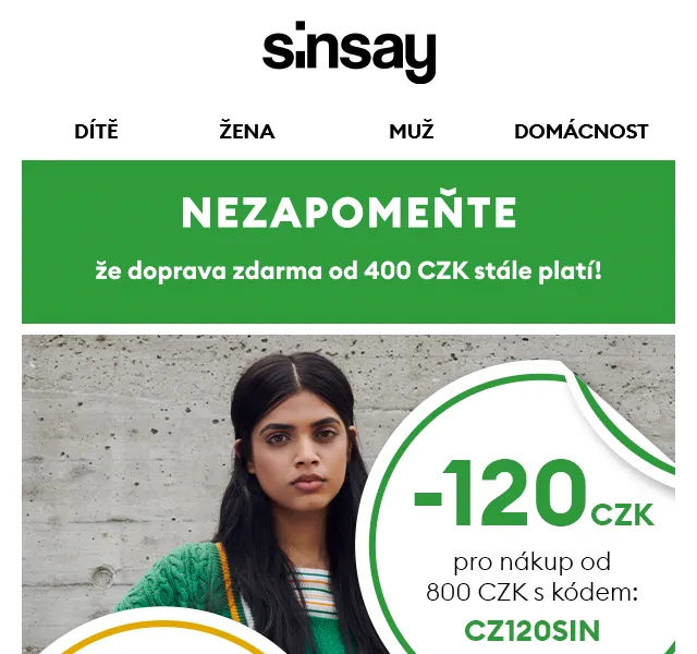Sinsay: 280 Kč sleva – červen 2026 | Nuslet.cz