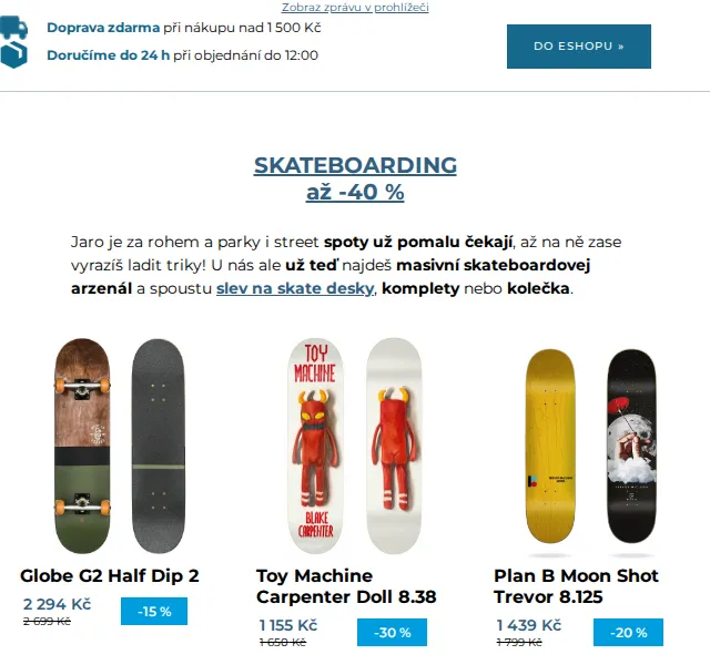 SNOWBOARD ZEZULA: Skate slevy až 40 % – červen 2026 | Nuslet.cz