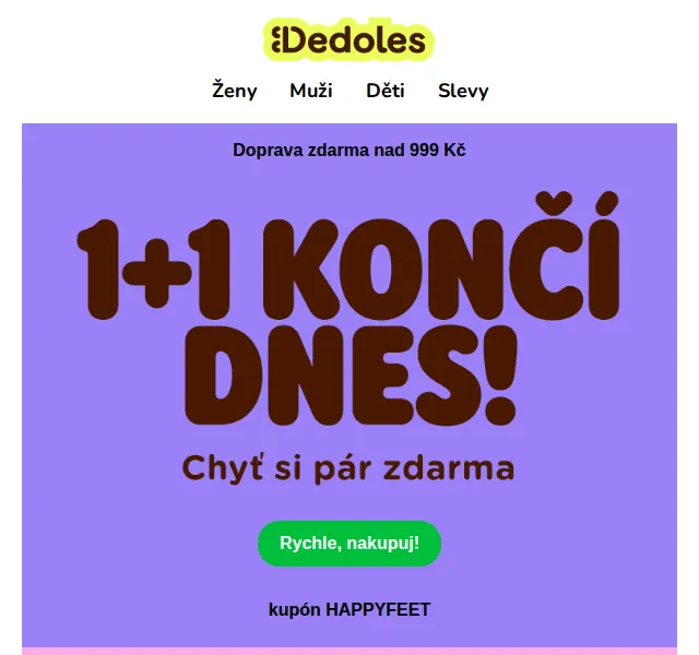 Dedoles.cz: 1+1 na veškerou obuv – červenec 2026 | Nuslet.cz