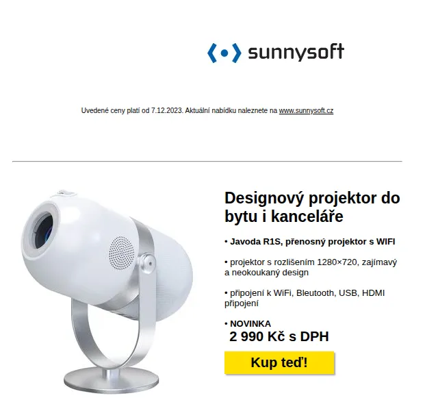 Sunnysoft.cz: projektor Javoda R1S, otoskop a další dárky – červenec 2026 | Nuslet.cz
