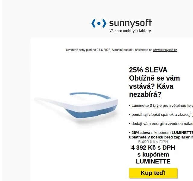 Sunnysoft: 25% sleva na Luminette 3 brýle + slevy další – červen 2026 | Nuslet.cz