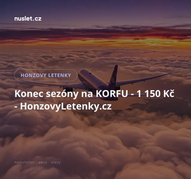 Honzovy letenky: Korf 1 150 Kč – srpen 2026