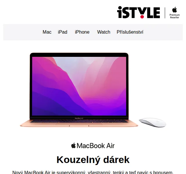 iSTYLE: Magic Mouse bonus k MacBooku Air v hodnotě 2 290 Kč – červen 2026 | Nuslet.cz
