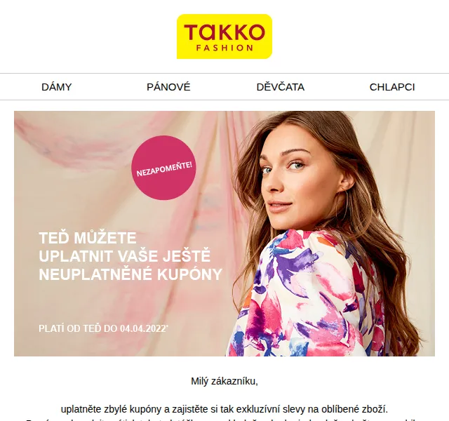 Takko Fashion: sleva 30 % na jeden kus – červenec 2026 | Nuslet.cz