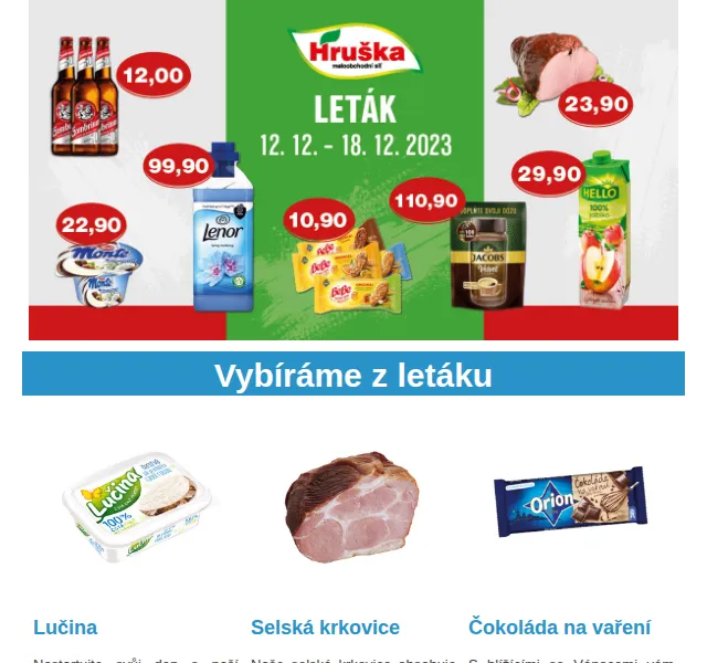 Váš HRUŠKA tým: Leták s Lučinou a krkovicí – červenec 2026 | Nuslet.cz
