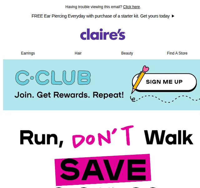 Claire's: sleva 10 £ při nákupu nad 30 £ – říjen 2024 | Nuslet.cz