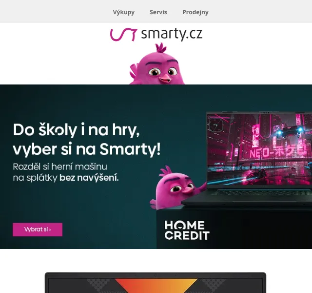 Smarty.cz: Herní notebooky na splátky, slevy až 10 % – září 2026