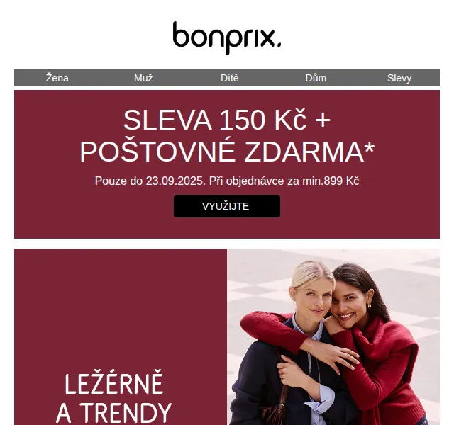 bonprix: Sleva 150 Kč + poštovné zdarma – červenec 2026 | Nuslet.cz