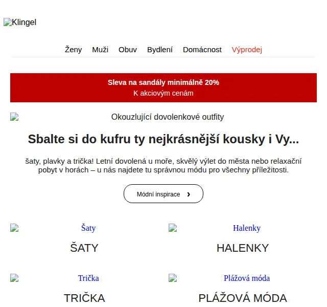 KLiNGEL: Sandály se slevou min. 20 % – červen 2026 | Nuslet.cz