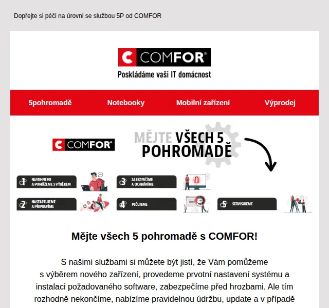 Comfor: Služba 5P s kompletním servisem elektroniky – červen 2026 | Nuslet.cz