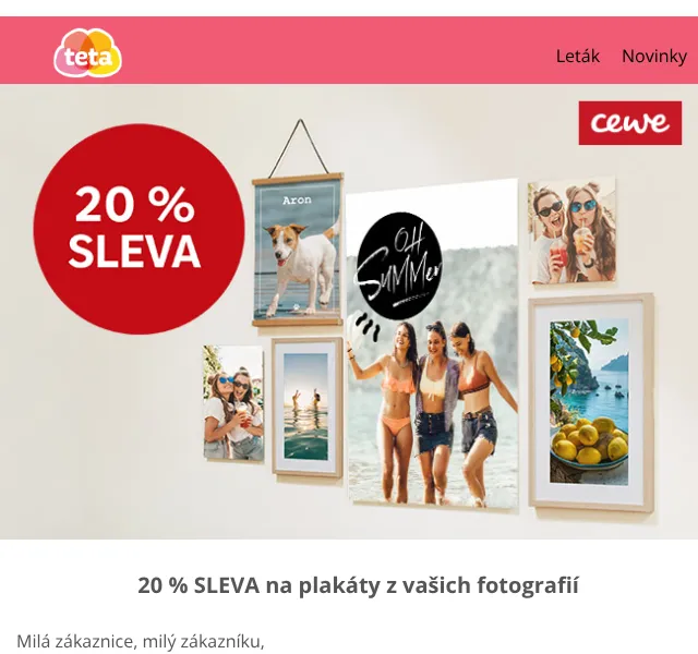 Teta drogerie: fotoplakáty se slevou 20 % – červenec 2026
