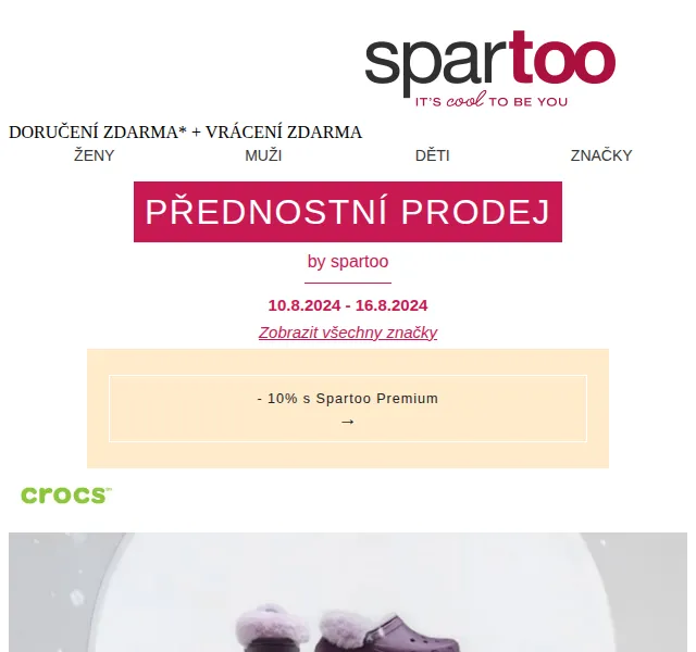 Spartoo: Až -65% na Crocs, Jonak a další – červenec 2026 | Nuslet.cz