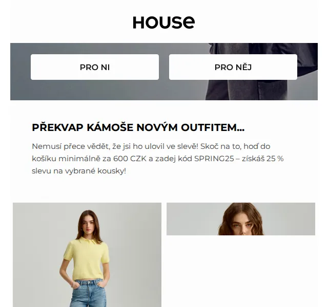 HOUSE: Sleva 25 % na jarní kolekci – červenec 2026 | Nuslet.cz