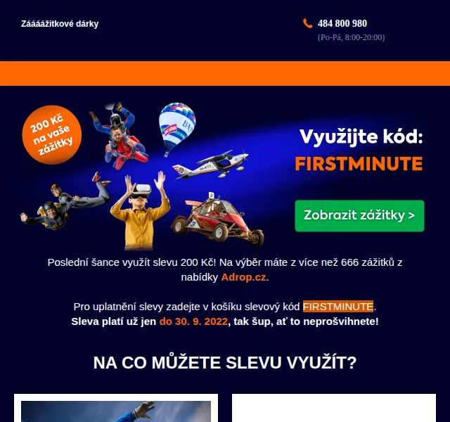 Adrop: Sleva 200 Kč na zážitky – září 2022 | Nuslet.cz