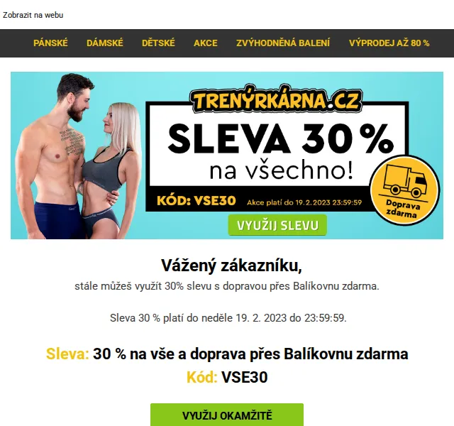 Trenýrkárna.cz: 30% sleva na vše a doprava zdarma – červen 2026 | Nuslet.cz