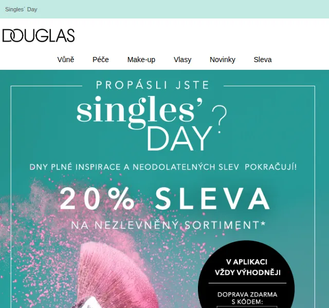 Douglas CZ: Sleva 20 % na vše a Singles' Day – červen 2026 | Nuslet.cz