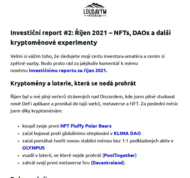 Loudavým krokem: investiční report s kryptoměnami – červen 2026 | Nuslet.cz