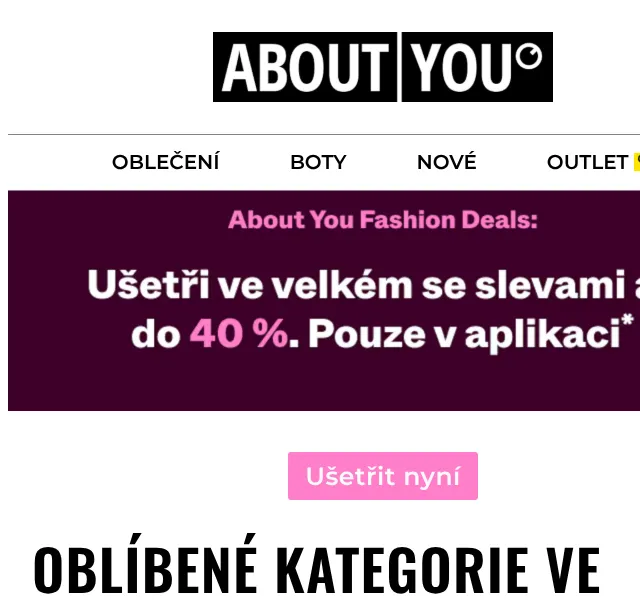 ABOUT YOU: až 40 % sleva – módní značky – duben 2026