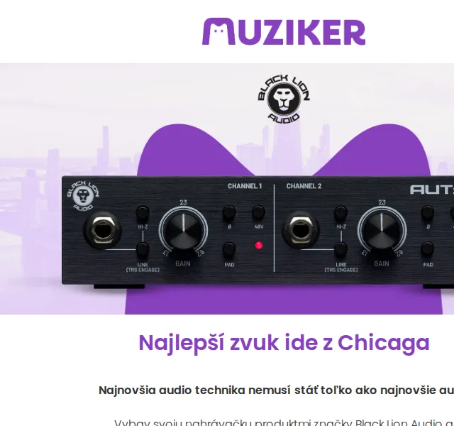 Muziker: Black Lion Audio studio tech – červenec 2026 | Nuslet.cz