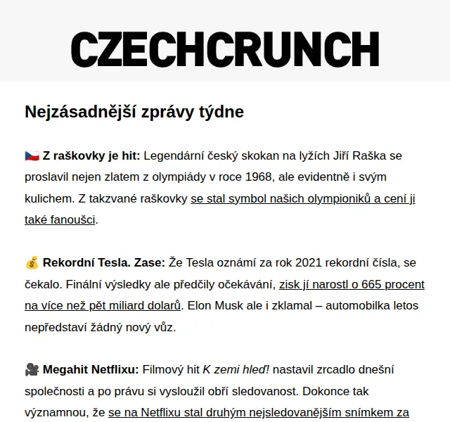 CzechCrunch: Rekordní Tesla a STRV – červen 2026 | Nuslet.cz