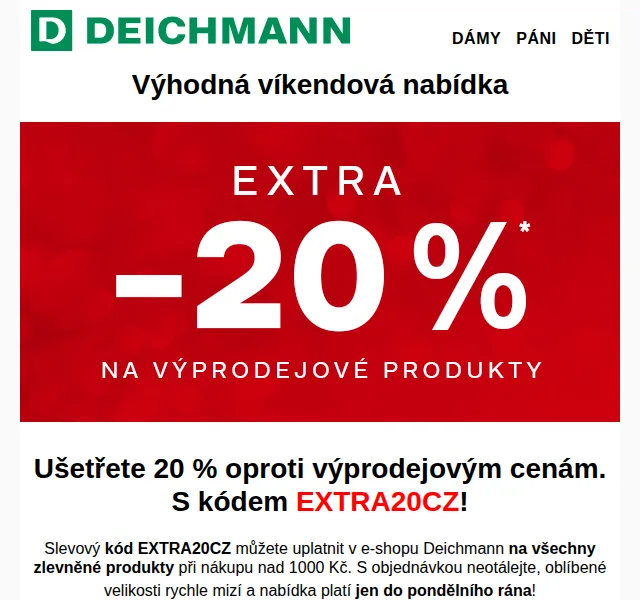 DEICHMANN: extra 20% na výprodej – červenec 2026 | Nuslet.cz