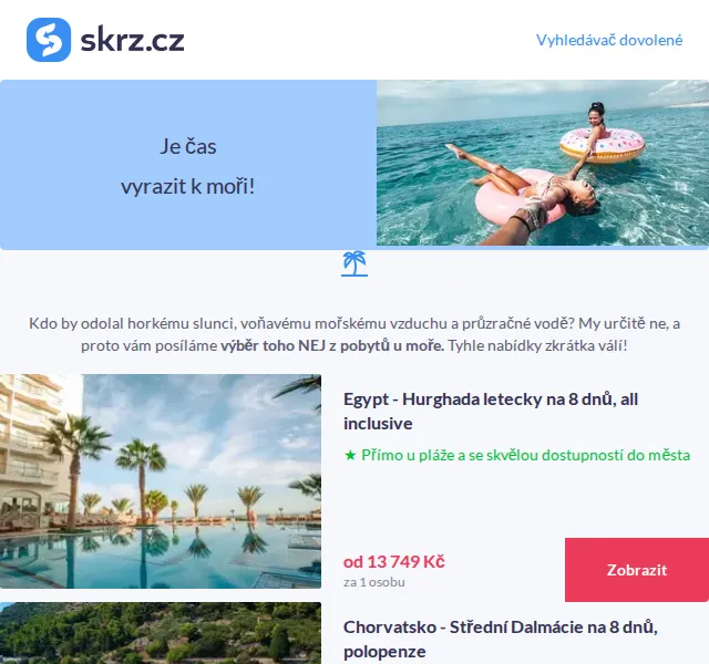 Skrz: Dovolená přímo na pláži od 8 490 Kč – červen 2026 | Nuslet.cz