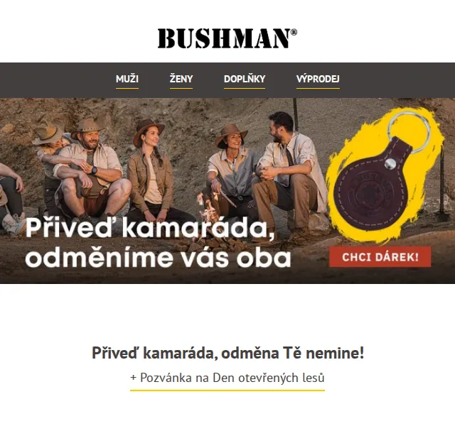 BUSHMAN: Přiveď kamaráda a získáš koženou klíčenku – červenec 2026 | Nuslet.cz
