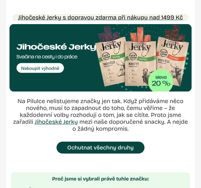 Pilulka.cz: Jihočeské Jerky sleva 20 % – květen 2026