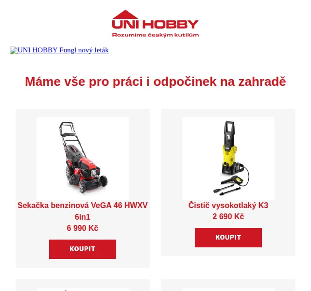 UNI HOBBY: Zahradní technika a grily – červenec 2026 | Nuslet.cz