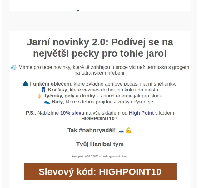 Hanibal: Jarní novinky 2.0 a 10% sleva High Point – červenec 2026 | Nuslet.cz