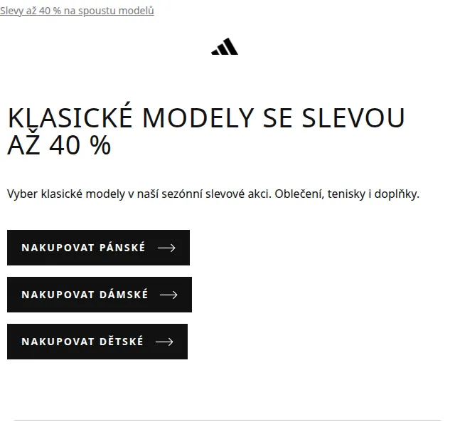 Adidas: Slevy až 40 % na klasické modely – červenec 2026 | Nuslet.cz