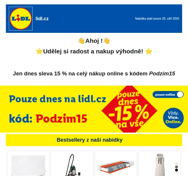 Lidl: Sleva 15 % na celý nákup – září 2025 | Nuslet.cz