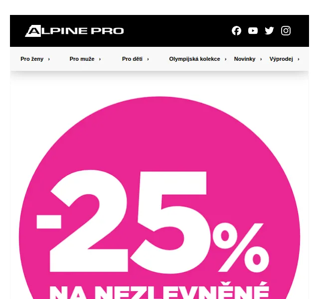 ALPINE PRO: extra 25 % na vše nezlevněné – září 2026 | Nuslet.cz