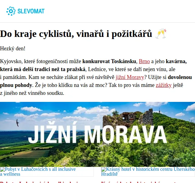 Slevomat: Pobyty na jižní Moravě od 1 350 Kč – červen 2026 | Nuslet.cz