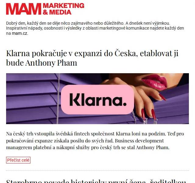 Marketing & Media: Klarna expanduje do Česka – červenec 2026 | Nuslet.cz