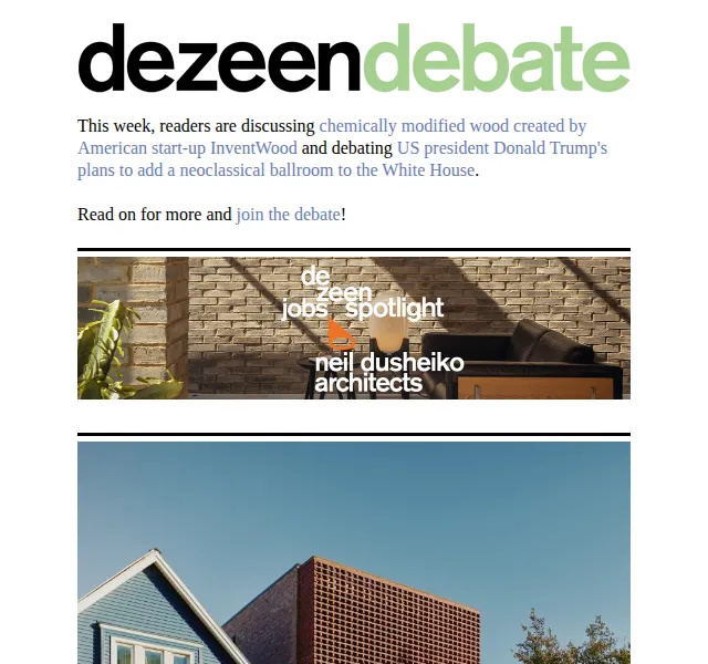 Dezeen Daily: debata o Bílém domě – červenec 2026 | Nuslet.cz